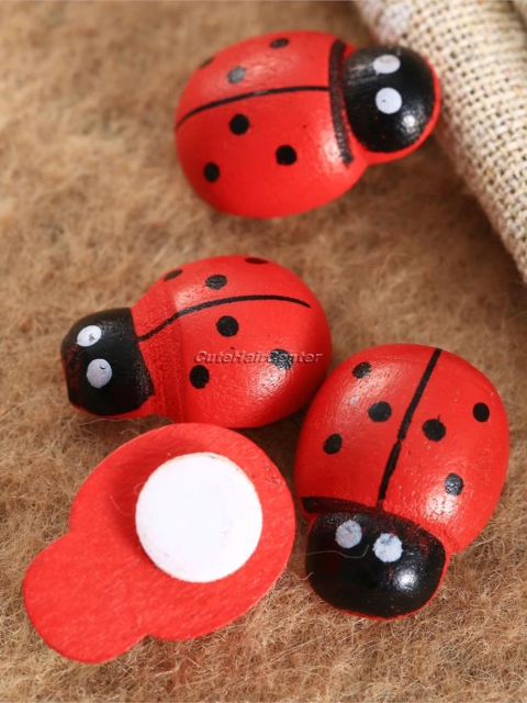 

TAYHAA Set of 100 Red & Black Beetle Toy Garden Showpieces