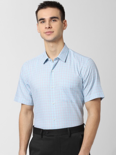 

Peter England Men Blue Regular Fit Checked Casual Shirt
