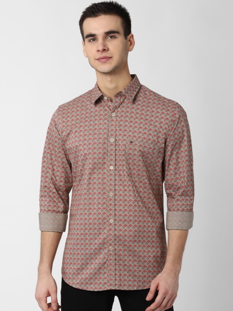 

Peter England Casuals Men Brown & Red Slim Fit Printed Casual Shirt