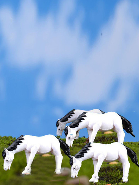 

TAYHAA Set of 10 White Toy Horse Garden Dcor Showpiece