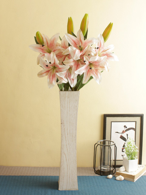 

Aapno Rajasthan Set Of 2 Pink & Green Artificial Natures Wonder Tiger Orchid Flower Stems