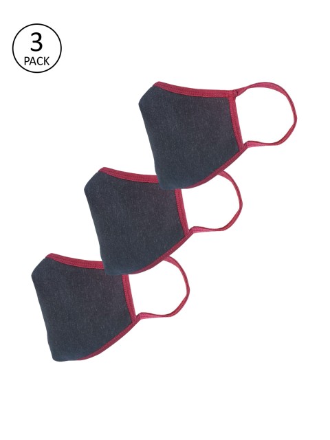 

nestroots Unisex Black Pack Of 3 Reusable 2-Ply Cloth Mask