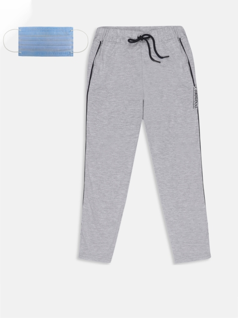 

Lil Tomatoes Boys Grey Melange Solid Straight-Fit Track Pants