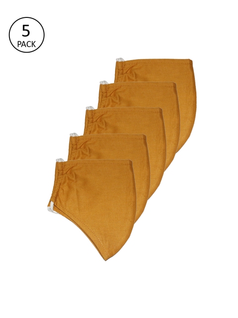 

The Vanca Adults 5 Pcs Mustard Yellow 3-Ply Reusable Outdoor Cloth Masks