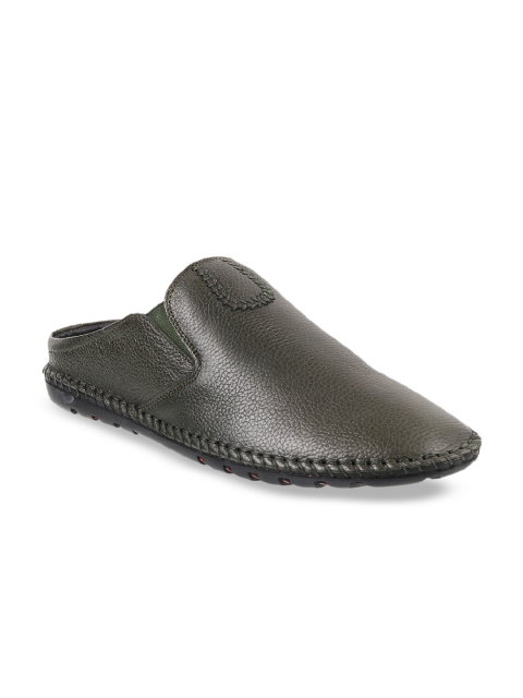 

Metro Men Olive Green Solid Mules