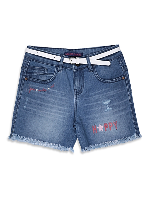 

Monte Carlo Girls Blue Washed Regular Fit Denim Shorts