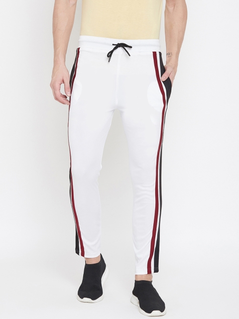 

armure Men White & Black Striped Slim-Fit Track Pants