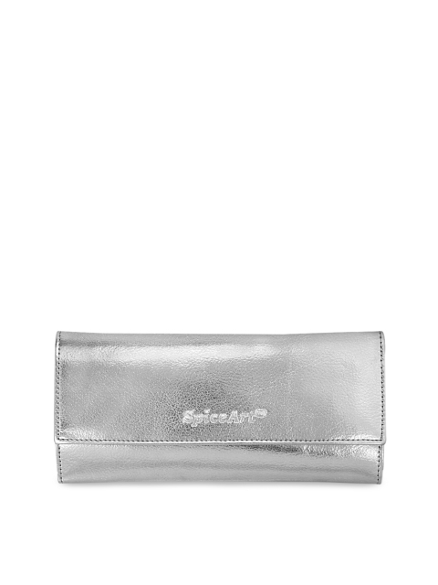 

Spice Art Women Silver-Toned Solid Three Fold Wallet