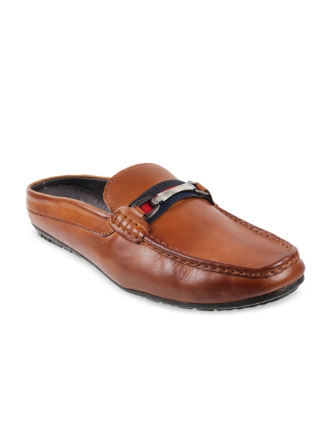 

Metro Men Tan Brown Solid Leather Mules