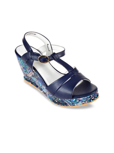 

Khadims Women Navy Blue Printed Wedges