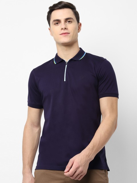 

Allen Solly Men Navy Blue Solid Polo Collar T-shirt