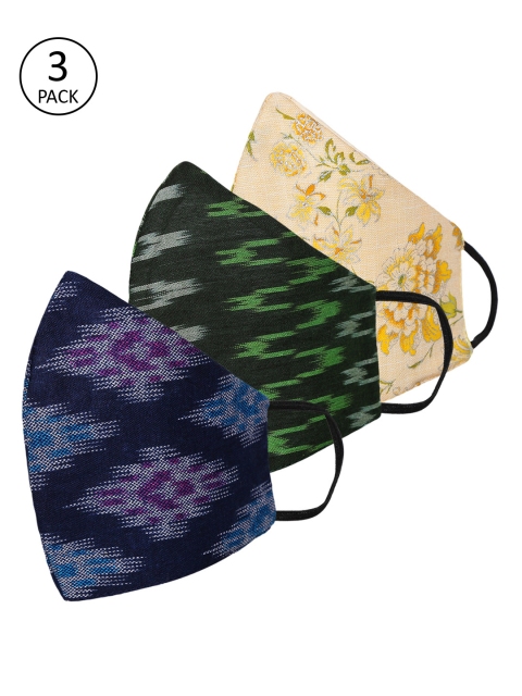 

Tossido Women 3 Pcs Printed 3-Ply Reusable Cloth Masks, Black