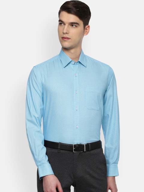 

Louis Philippe Men Blue & White Slim Fit Self Design Formal Shirt