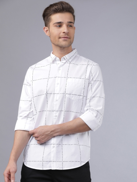 

Ecko Unltd Men White Slim Fit Checked Casual Shirt