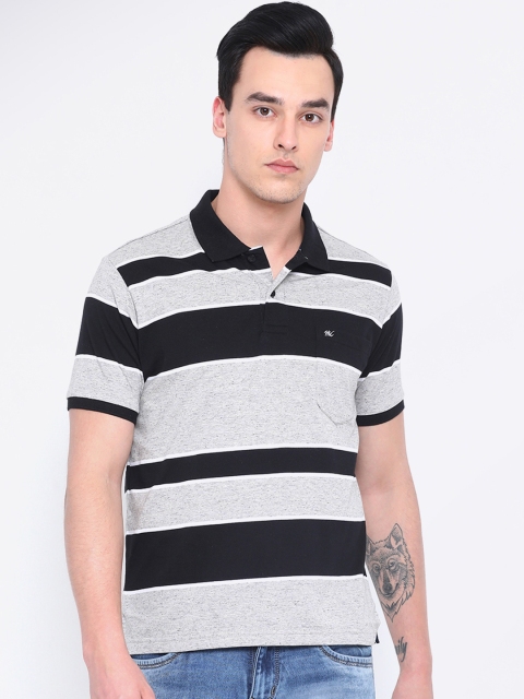 

Monte Carlo Men Grey Striped Polo Collar T-shirt
