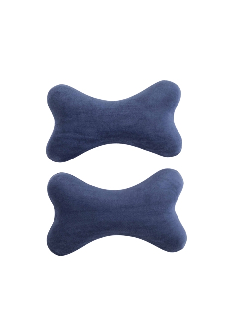 

Peps Unisex Set Of 2 Blue Solid Memory Foam Car Neck Moulded Pillows