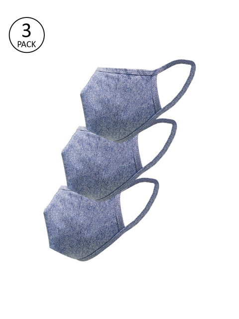 

nestroots Unisex Blue Pack Of 3 Reusable 2-Ply Cloth Mask