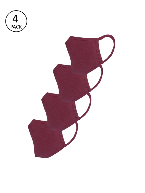 

nestroots Unisex 4 Pcs Maroon 2-Ply Anti Pollution Reusable Masks