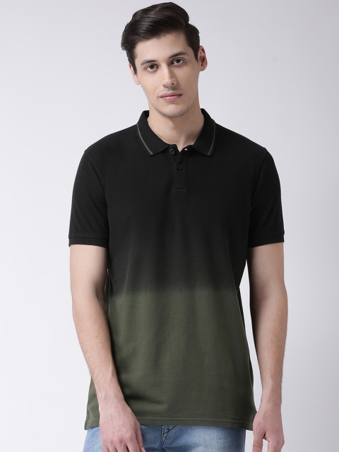 

Club York Men Black & Green Colourblocked Polo Collar T-shirt