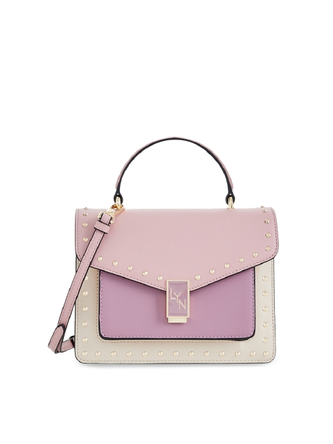 

LYN Pink & Beige Colourblocked Satchel