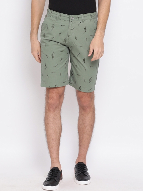 

Crimsoune Club Men Green Printed Slim Fit Regular Shorts