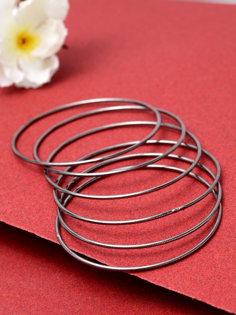 

Stoln Set Of 6 Silver-Plated Textured Bangles