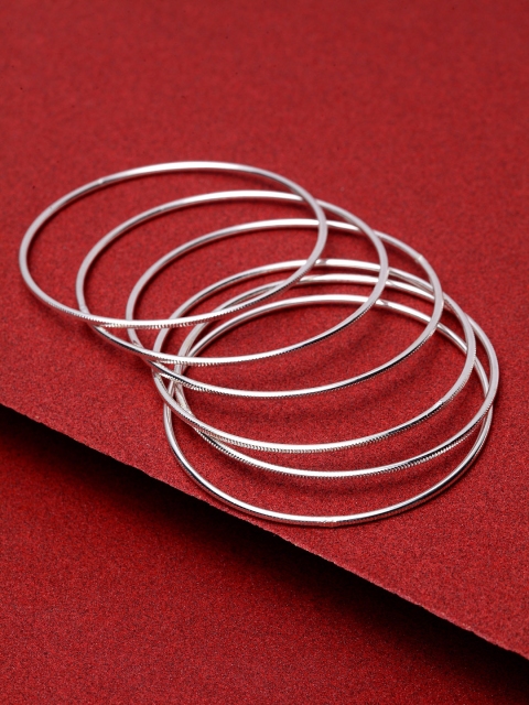 

Stoln Girls Set Of 6 Silver-Plated Textured Bangles