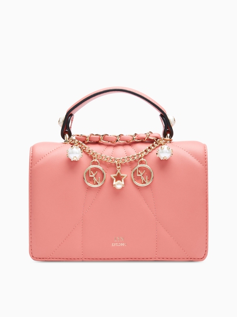 

LYN Pink & Gold-Toned Embellished Handheld Bag