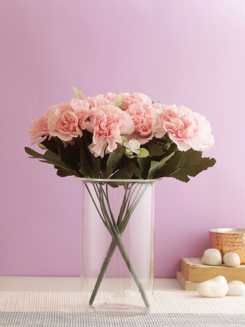 

Aapno Rajasthan Set Of 3 Pink & Green Artificial Pristine Carnation Flower Stems