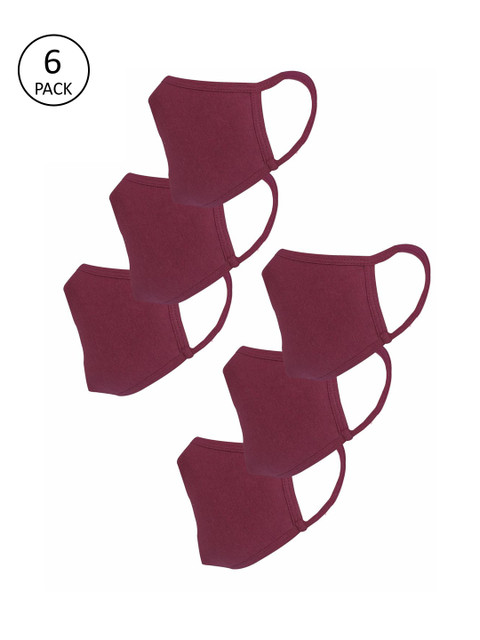 

nestroots Unisex 6 Pcs 2-Ply Cloth Reusable Outdoor Masks, Maroon