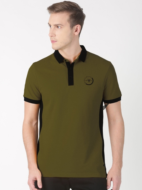

BLACK BUCK Men Olive Green Solid Polo Collar T-shirt