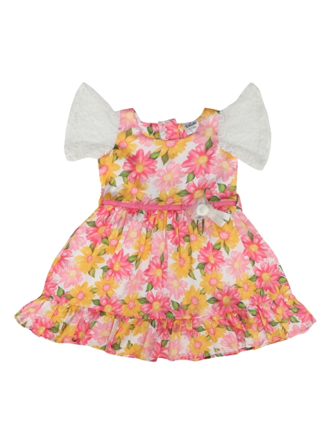 

Doodle Girls Pink & Yellow Printed Fit and Flare Dress