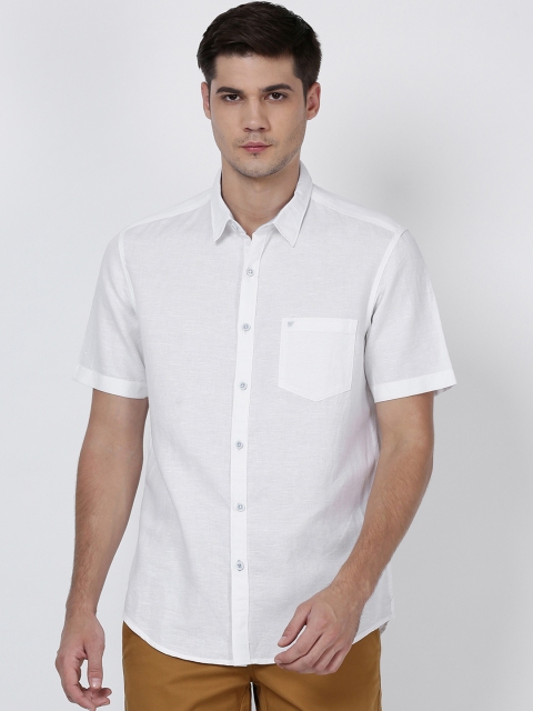 

t-base Men White Solid Casual Shirt