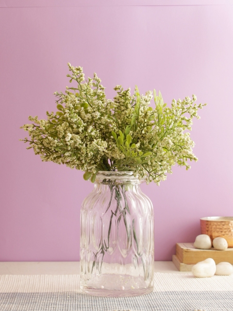 

Aapno Rajasthan Set Of 4 White & Green Tranquil & Adorable Artificial Flowers