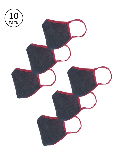 

nestroots Unisex 6 Pcs Navy Blue Solid 2-Ply Anti Pollution Reusable Masks, Black