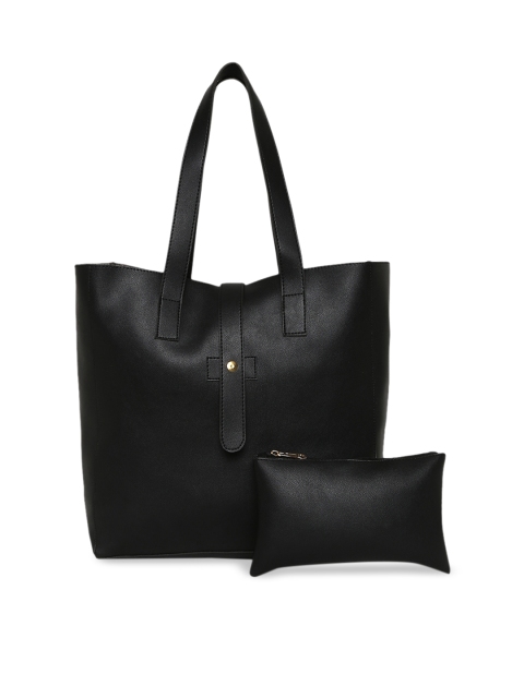 

KLEIO Black Solid Tote Bag