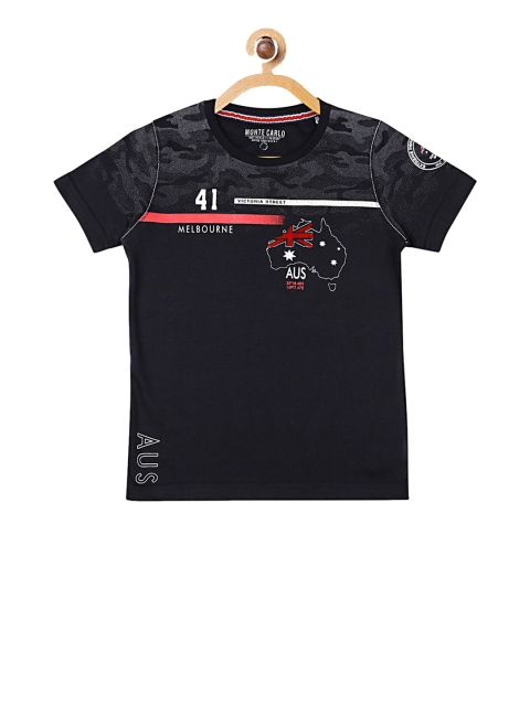 

Monte Carlo Boys Black Printed Round Neck T-shirt