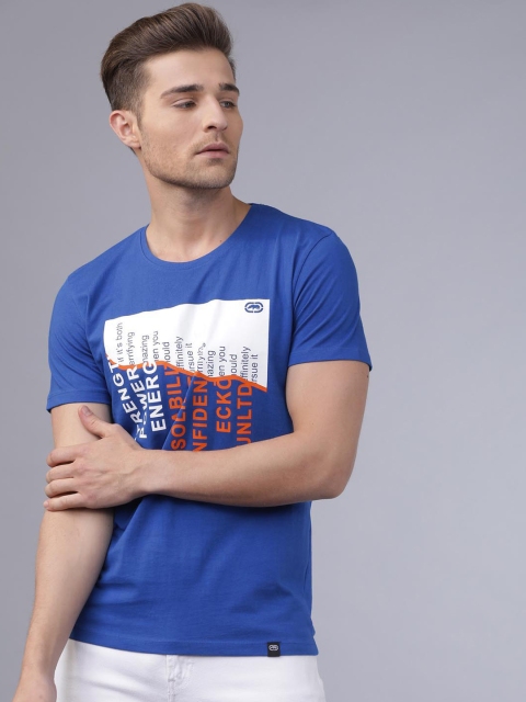 

Ecko Unltd Men Blue Printed Round Neck T-shirt