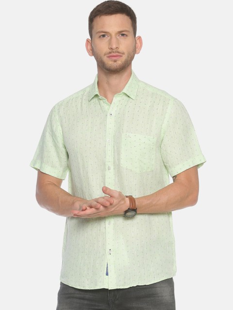 

Linen Club Men Green Regular Fit Printed Casual Shirt