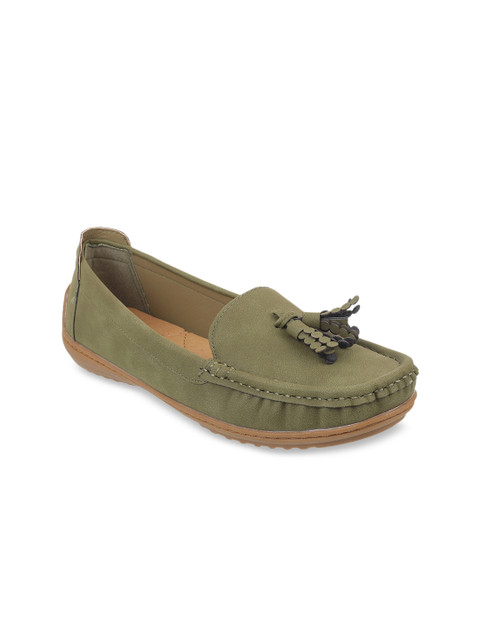 

Metro Women Olive Green Solid Loafers