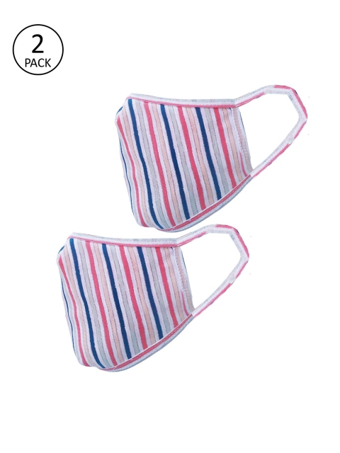 

nestroots Unisex Pack of 2 Pcs White & Pink Reusable 2-Ply Protective Outdoor Mask