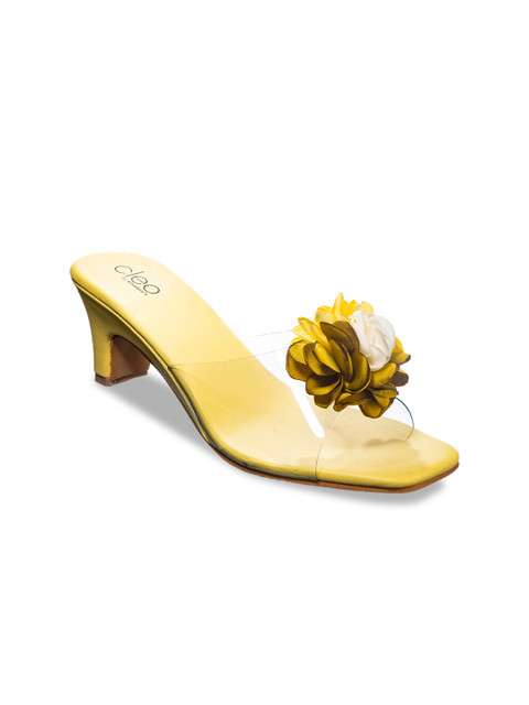 

Khadims Women Yellow & Transparent Embellished Sandals
