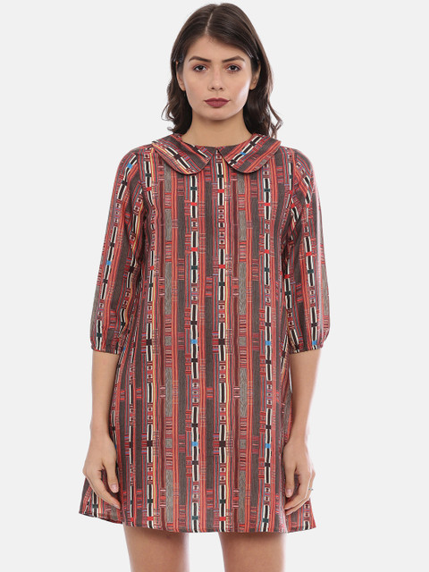 

IDK Women Red Printed A-Line Dress