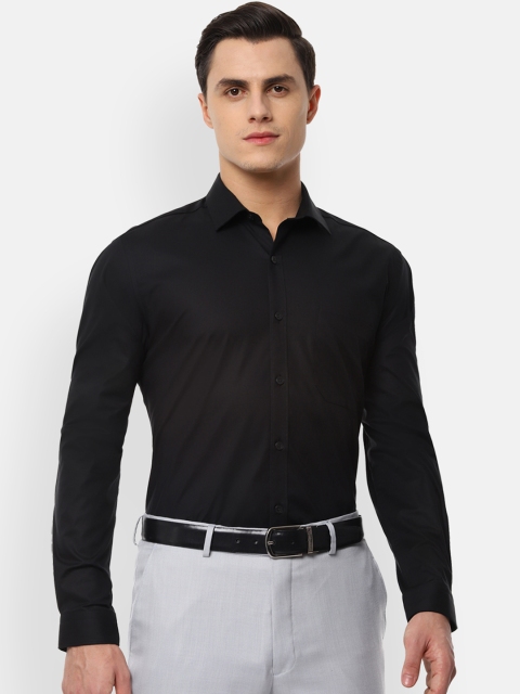 Louis Philippe Men Black Slim Fit Solid Formal Shirt