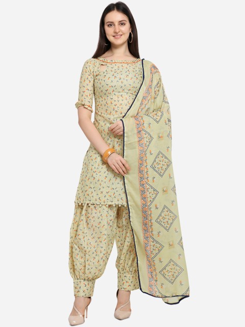 

SHAVYA Yellow Cotton Blend Unstitched Dress Material