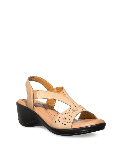Khadims Women Beige Solid Sandals