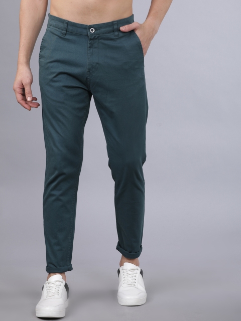 

Horsefly Men Teal Green Tapered Fit Solid Regular Trousers