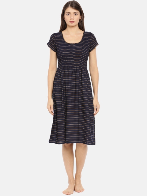 

GOLDSTROMS Navy Blue & Brown Striped Nightdress