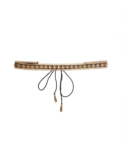 

INDYA Women Black & Gold-Toned Embellished Belt