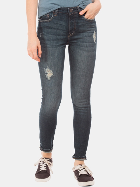 

Aeropostale Women Blue Slim Fit High-Rise Low Distress Stretchable Jeans